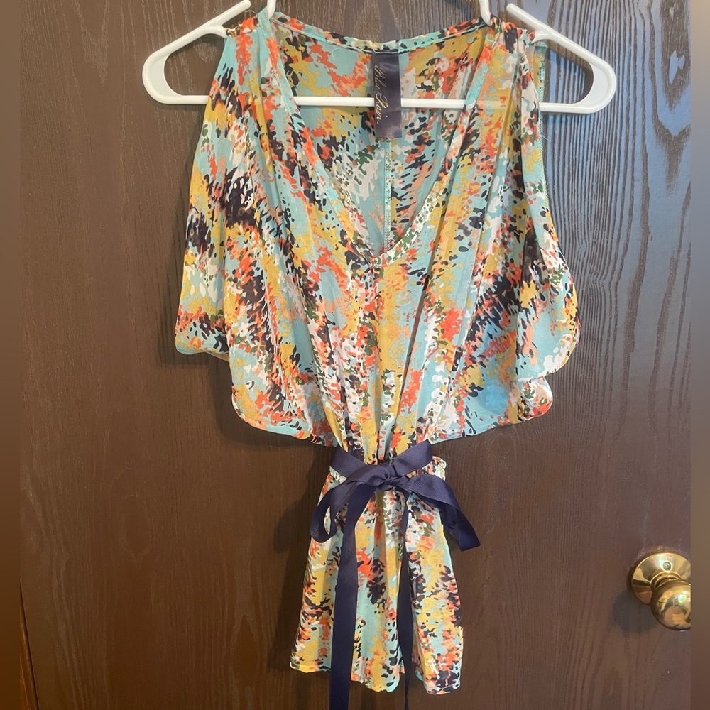 Blue rain chiffon blouse